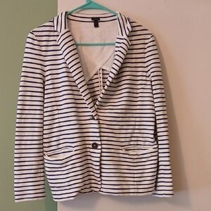 J. Crew Striped Blazer in Navy and Cream